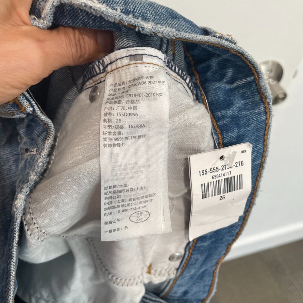Abercrombie & Fitch High Rise Mom Jeans Blue Wash Size 26/2r - Picture 8 of 8